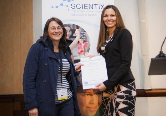 Laura Tamassia (Teacher Education Department, KHLim, Belgium) receives the Scientix award